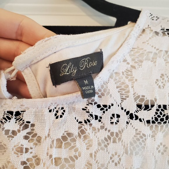 Lily Rose High-Low White Lace Dress - Juniors Medium - Picture 15 of 17